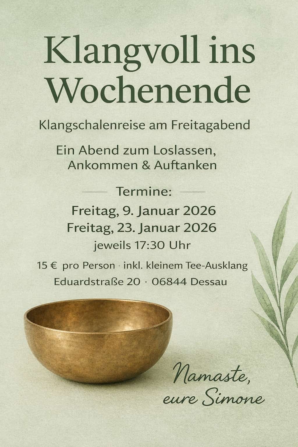 Angebot geführte Klangschalenreise im Januar 2026