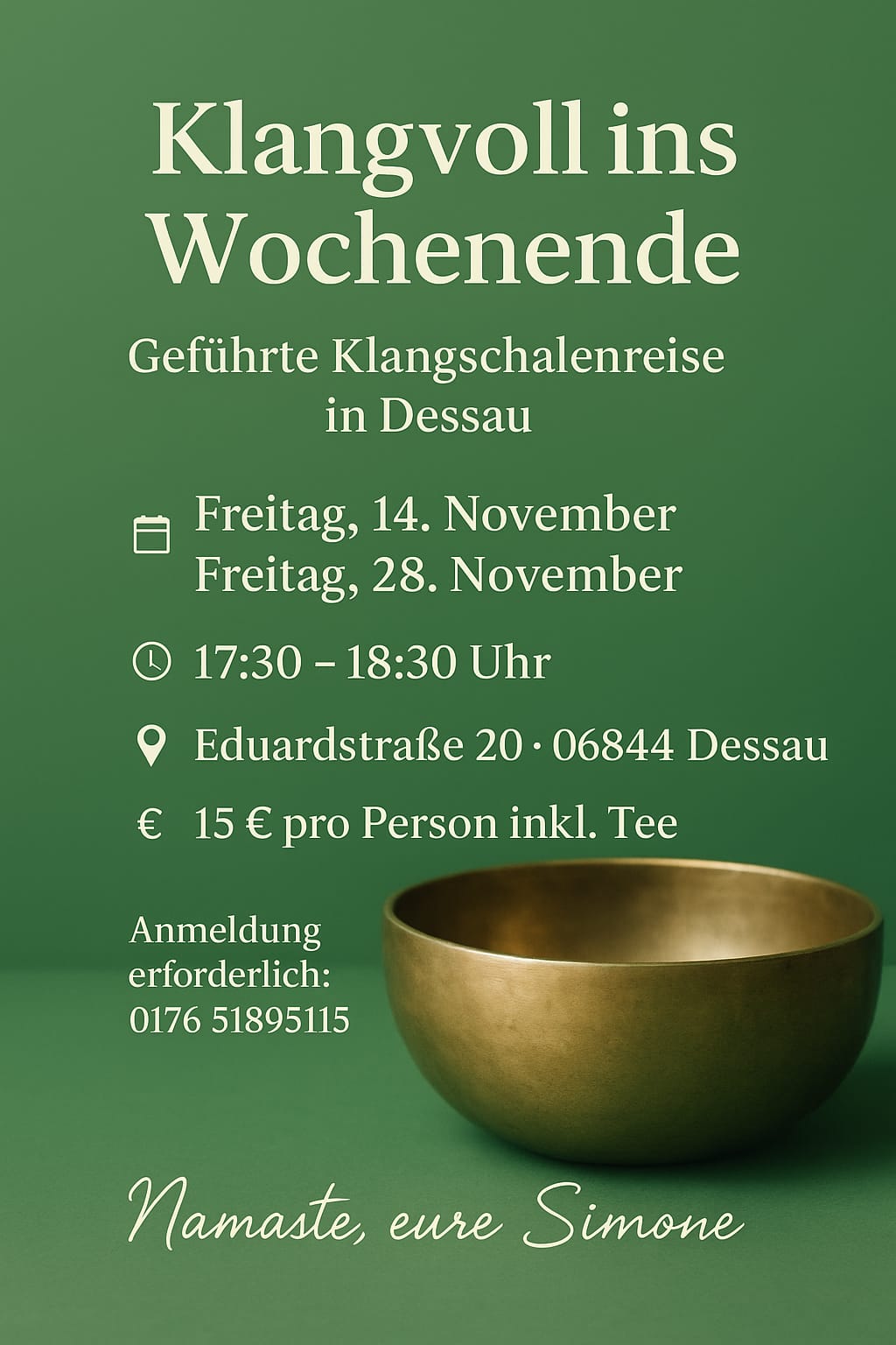 Angebot geführte Klangschalenreise im November